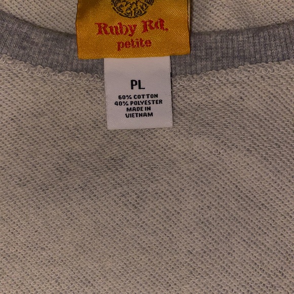 Ruby Rd. Petite Rhinestone Embellished Sweatshirt - Picture 3 of 4